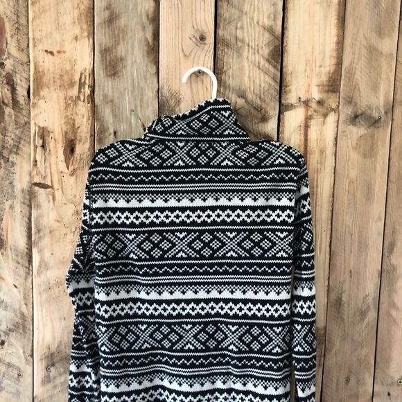 Lauren Ralph Lauren Active Black and White Waffle‎ Knit 1/4 Zip Sweater Pullover - Picture 10 of 12